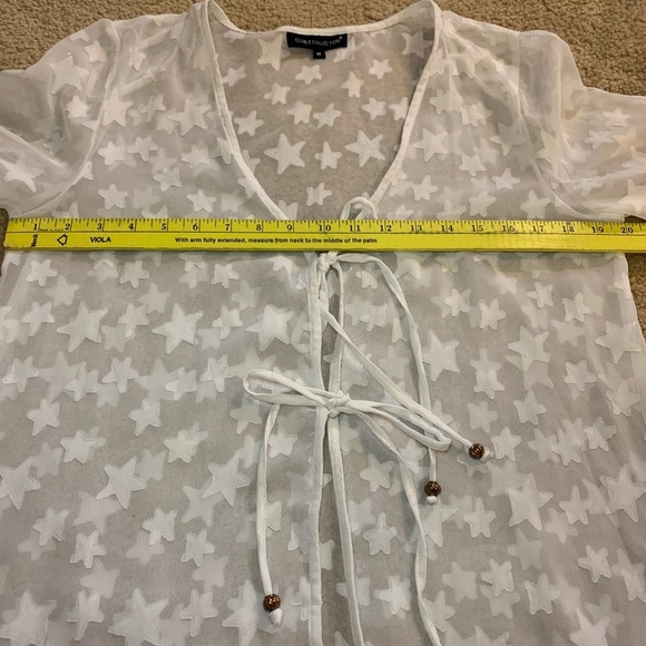 Club Z Collection White Sheer Star Beach Cover- Up - Sz M - Picture 11 of 16